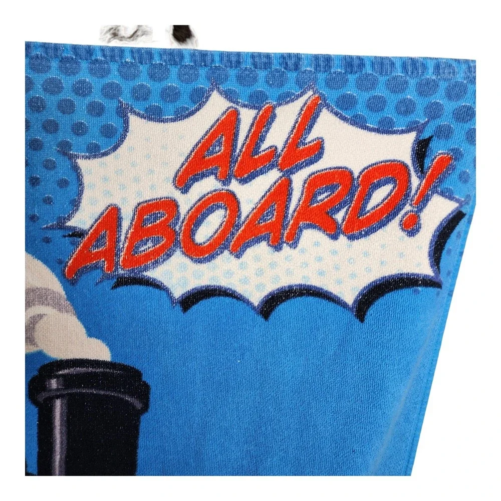 Thomas & Friends All Aboard Blue Beach Towel 2008 Graphic Kids Bath Pool Train